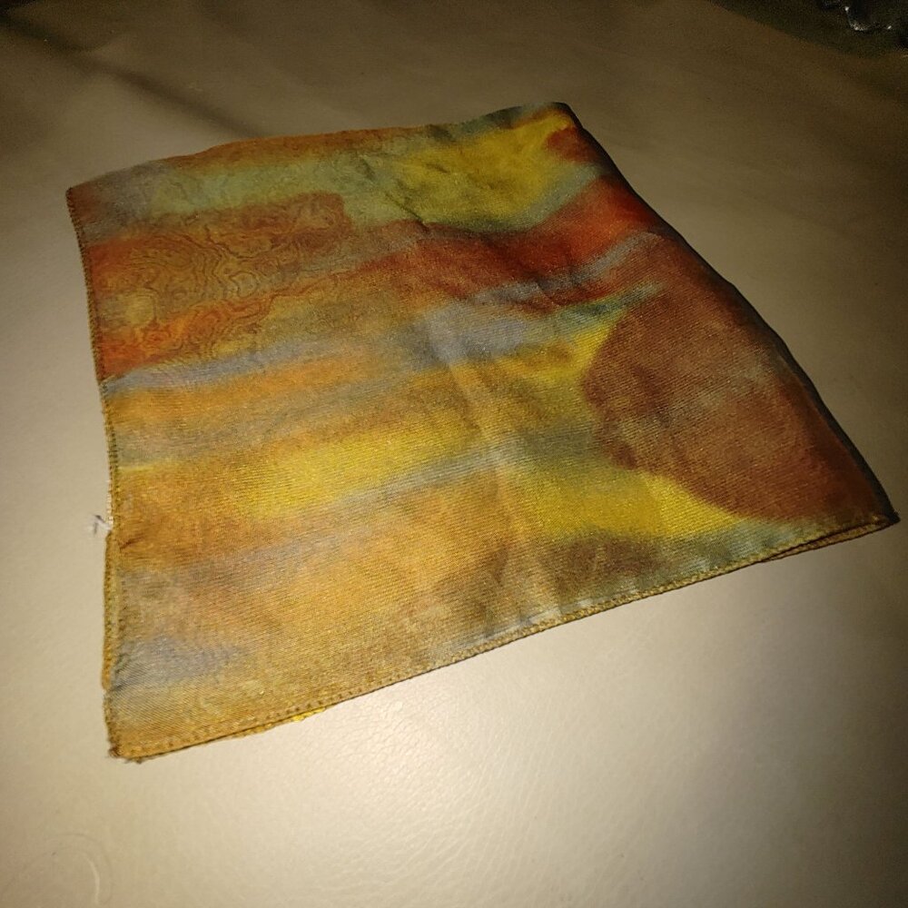 Multicolor Silk Square Scarf Shawl Wrap Vintage Purse Acent Hand Dyed 20 by 20